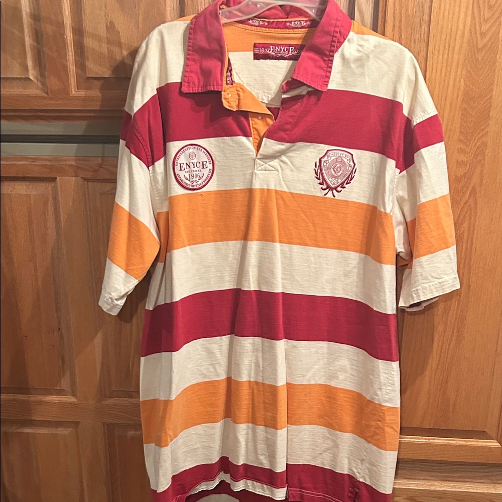 Enyce Red and Orange Striped Polo Shirt